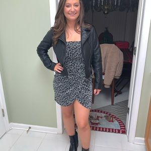 Superdown shimmery silver and black Leopard mini dress